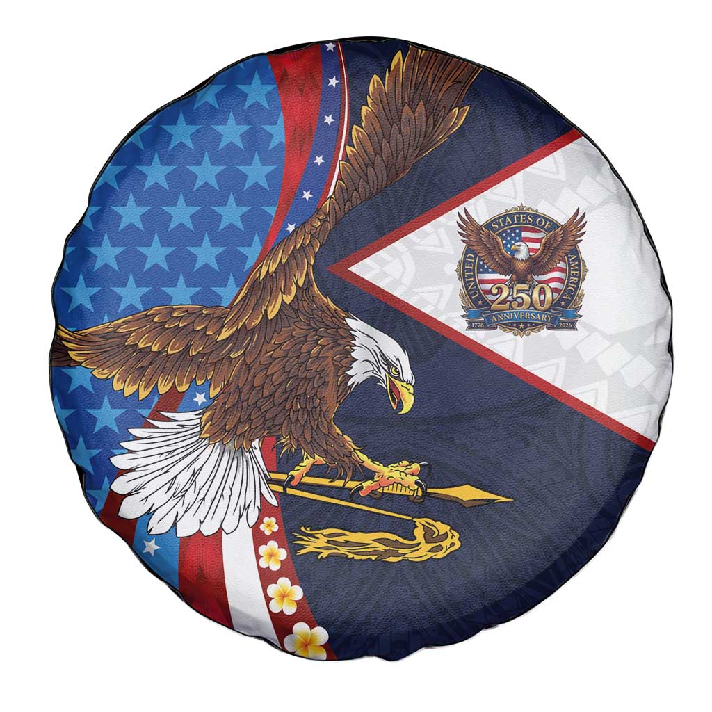 American Samoa and United States Semiquincentennial Spare Tire Cover Bald Eagle with National Flag Style