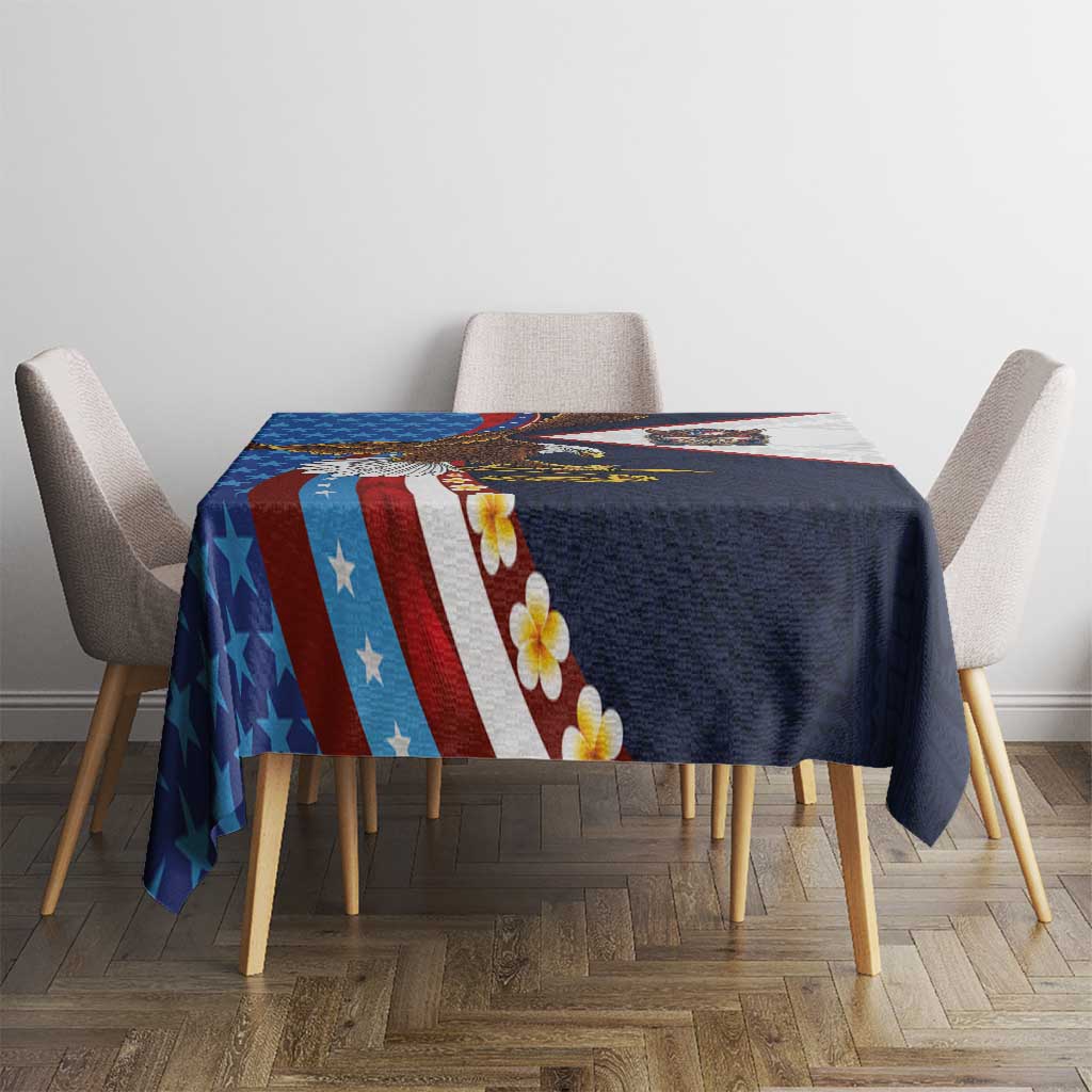 American Samoa and United States Semiquincentennial Tablecloth Bald Eagle with National Flag Style