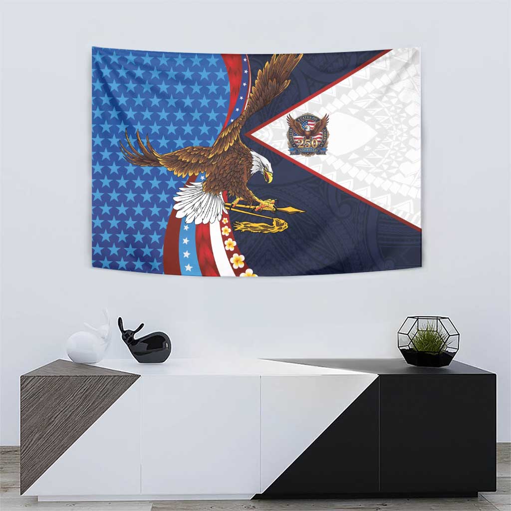 American Samoa and United States Semiquincentennial Tapestry Bald Eagle with National Flag Style LT03 - Polynesian Pride