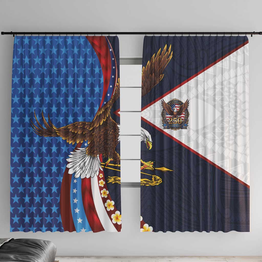 American Samoa and United States Semiquincentennial Window Curtain Bald Eagle with National Flag Style LT03 With Hooks Multicolor - Polynesian Pride