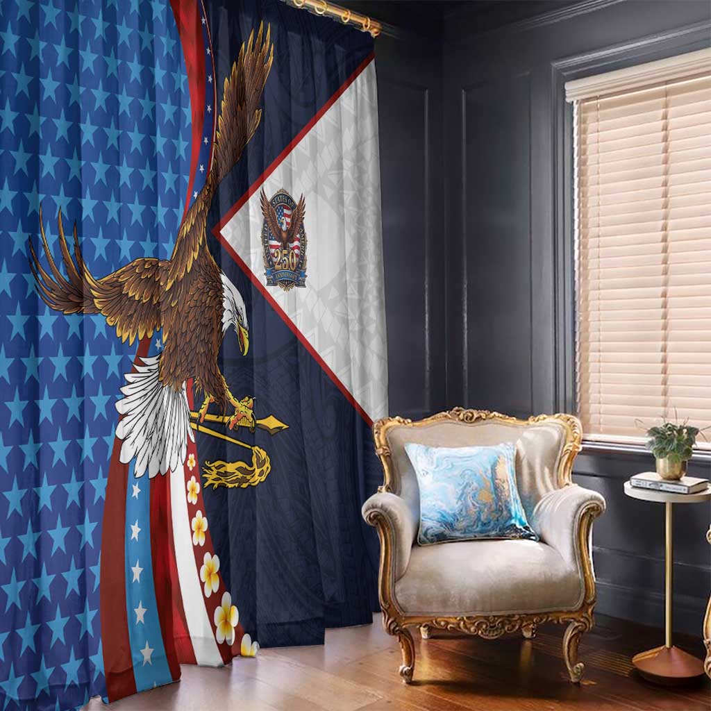 American Samoa and United States Semiquincentennial Window Curtain Bald Eagle with National Flag Style LT03 - Polynesian Pride