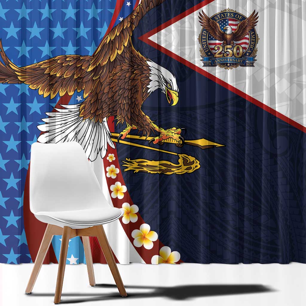 American Samoa and United States Semiquincentennial Window Curtain Bald Eagle with National Flag Style LT03 - Polynesian Pride