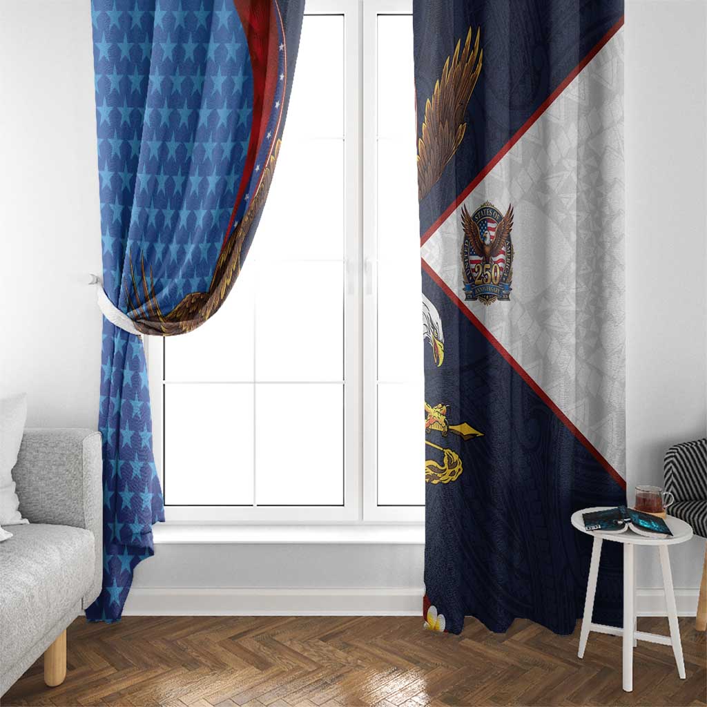 American Samoa and United States Semiquincentennial Window Curtain Bald Eagle with National Flag Style LT03 - Polynesian Pride