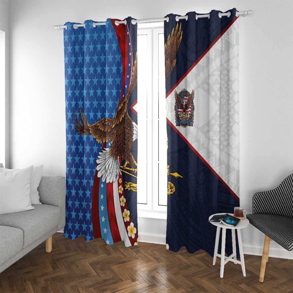 American Samoa and United States Semiquincentennial Window Curtain Bald Eagle with National Flag Style LT03 With Grommets Multicolor - Polynesian Pride