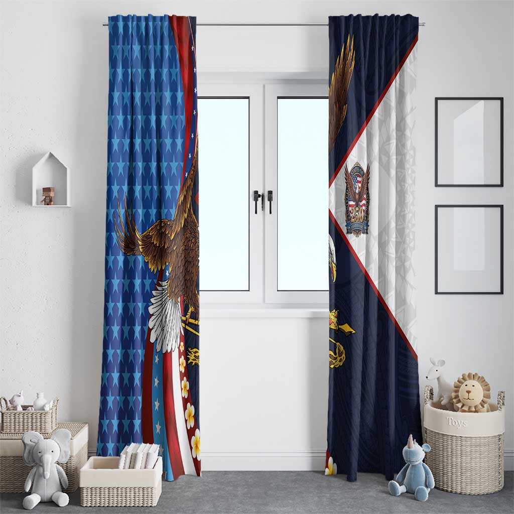 American Samoa and United States Semiquincentennial Window Curtain Bald Eagle with National Flag Style LT03 - Polynesian Pride