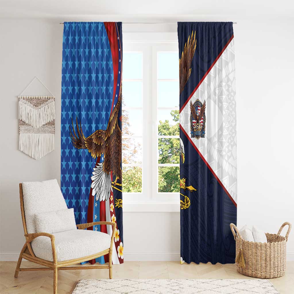 American Samoa and United States Semiquincentennial Window Curtain Bald Eagle with National Flag Style LT03 - Polynesian Pride