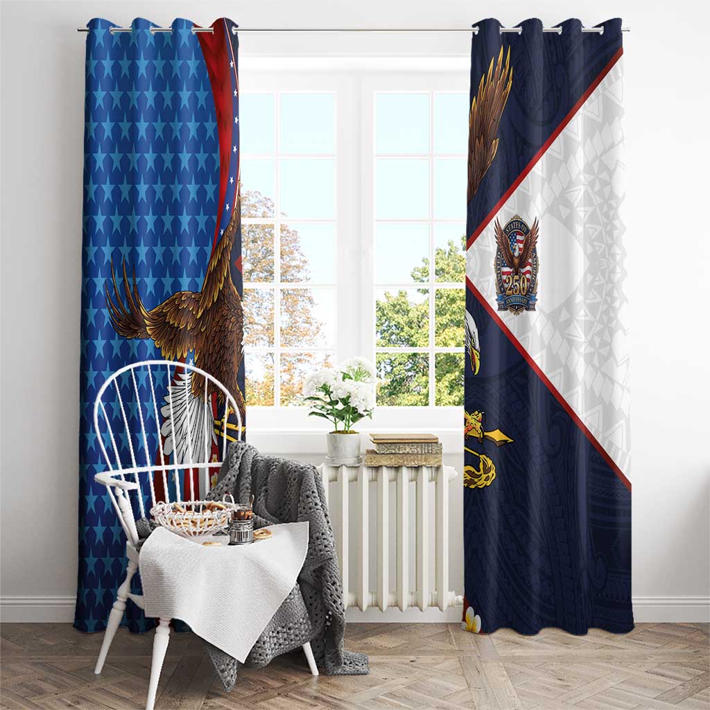 American Samoa and United States Semiquincentennial Window Curtain Bald Eagle with National Flag Style LT03 - Polynesian Pride