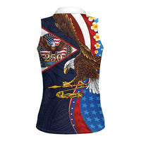 American Samoa and United States Semiquincentennial Women Sleeveless Polo Shirt Bald Eagle with National Flag Style