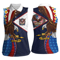 American Samoa and United States Semiquincentennial Women Sleeveless Polo Shirt Bald Eagle with National Flag Style