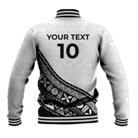 Custom Fijian Rugby Baseball Jacket Tapa Pattern and Palm Tree Tribal