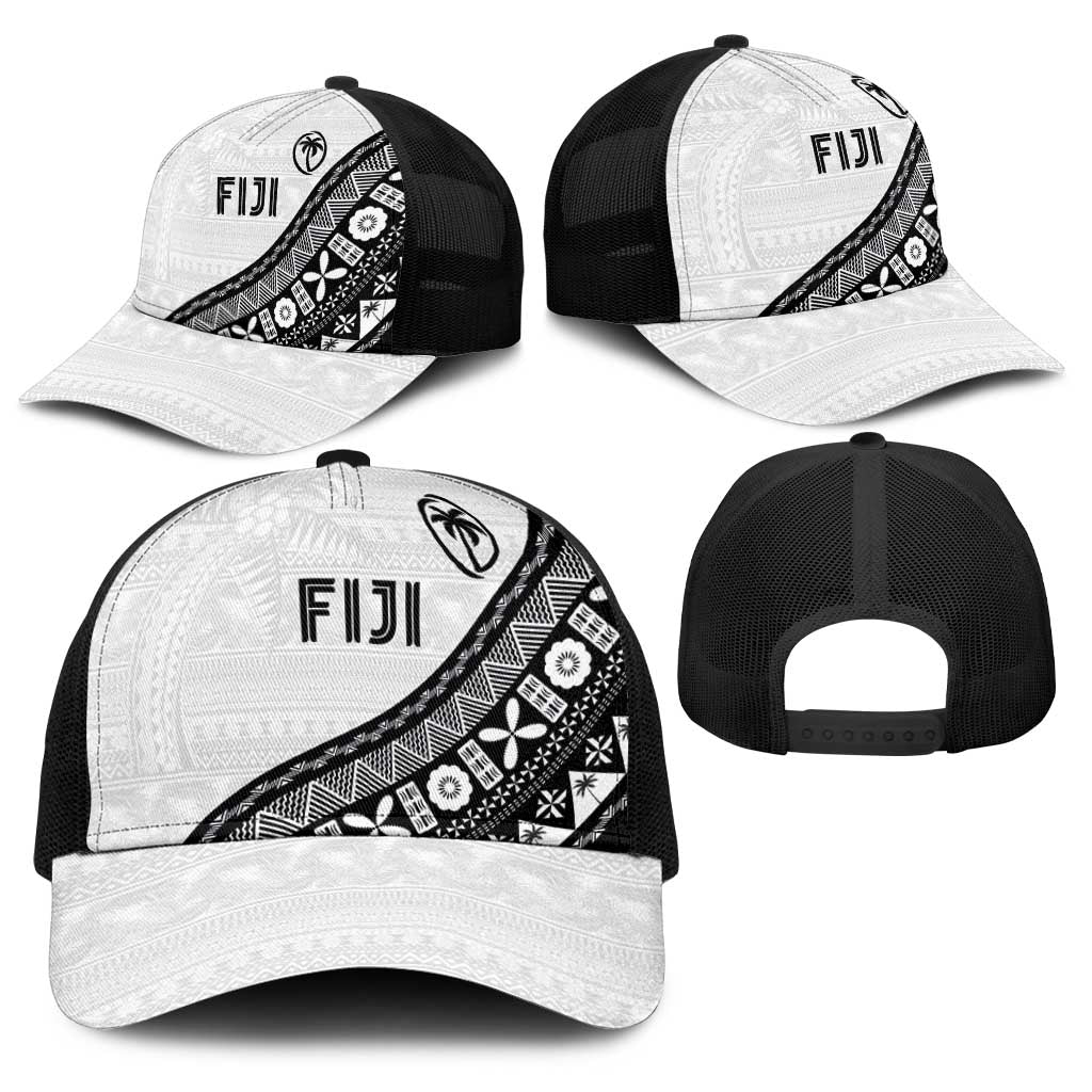 Fijian Rugby Baseball Net Cap Tapa Pattern and Palm Tree Tribal