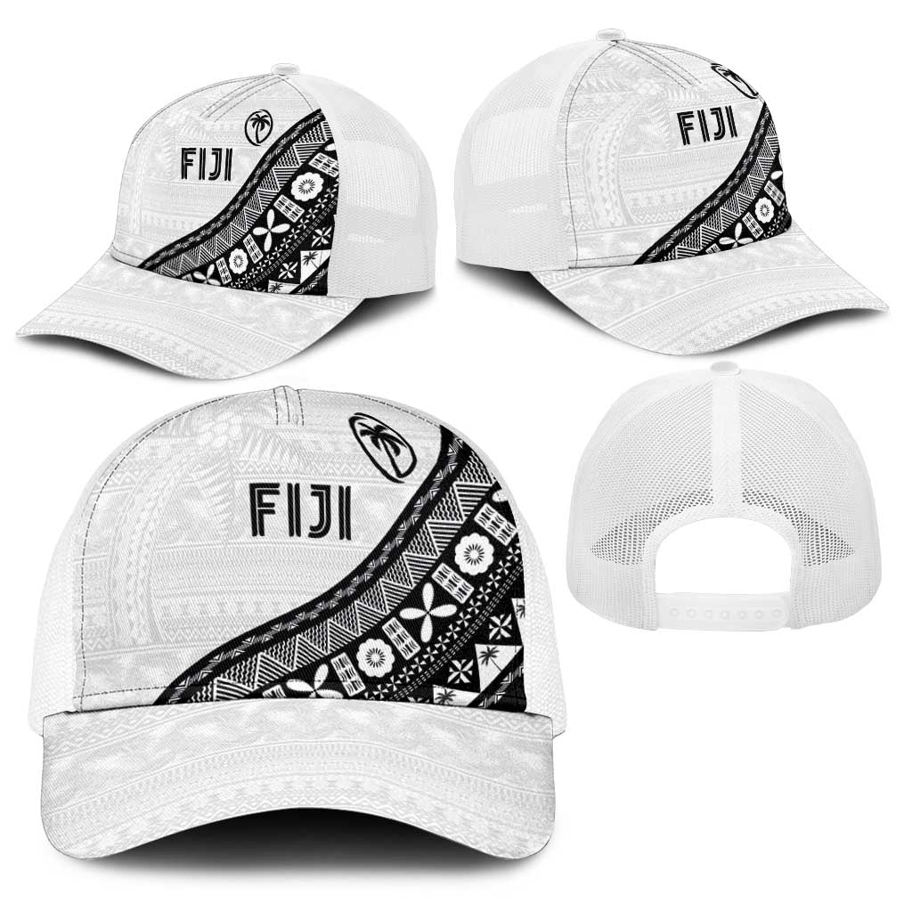 Fijian Rugby Baseball Net Cap Tapa Pattern and Palm Tree Tribal