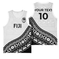 Custom Fijian Rugby Basketball Jersey Tapa Pattern and Palm Tree Tribal
