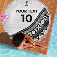 Custom Fijian Rugby Beach Blanket Tapa Pattern and Palm Tree Tribal