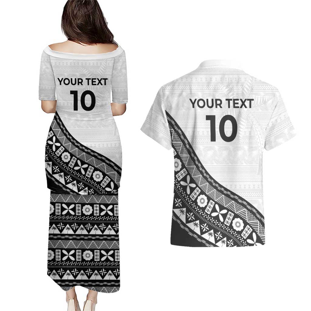 Custom Fijian Rugby Couples Matching Puletasi and Hawaiian Shirt Tapa Pattern and Palm Tree Tribal LT03 - Polynesian Pride