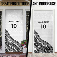 Custom Fijian Rugby Door Cover Tapa Pattern and Palm Tree Tribal