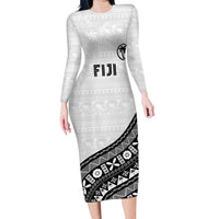 Custom Fijian Rugby Family Matching Long Sleeve Bodycon Dress and Hawaiian Shirt Tapa Pattern and Palm Tree Tribal