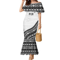 Custom Fijian Rugby Family Matching Mermaid Dress and Hawaiian Shirt Tapa Pattern and Palm Tree Tribal