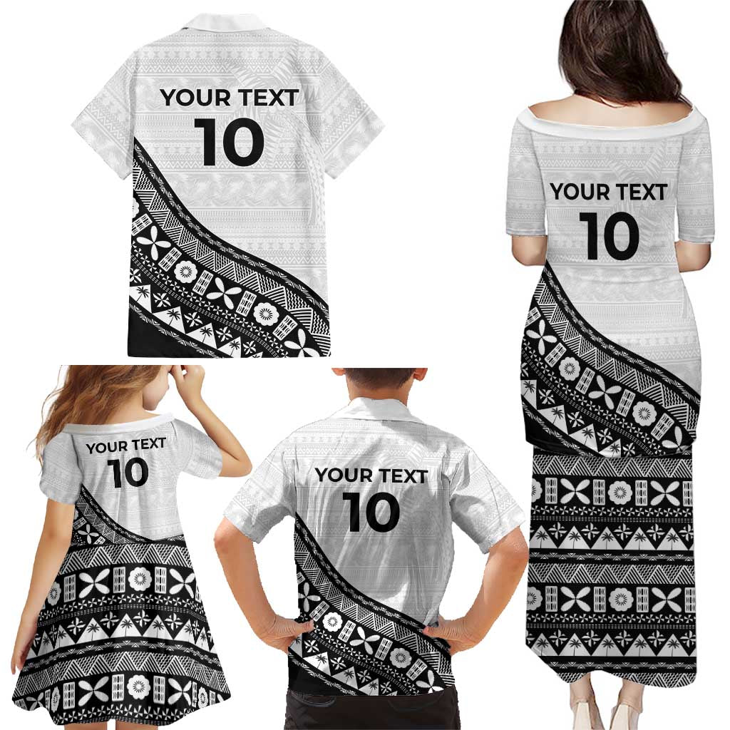 Custom Fijian Rugby Family Matching Puletasi and Hawaiian Shirt Tapa Pattern and Palm Tree Tribal