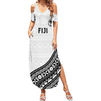 Custom Fijian Rugby Family Matching Summer Maxi Dress and Hawaiian Shirt Tapa Pattern and Palm Tree Tribal