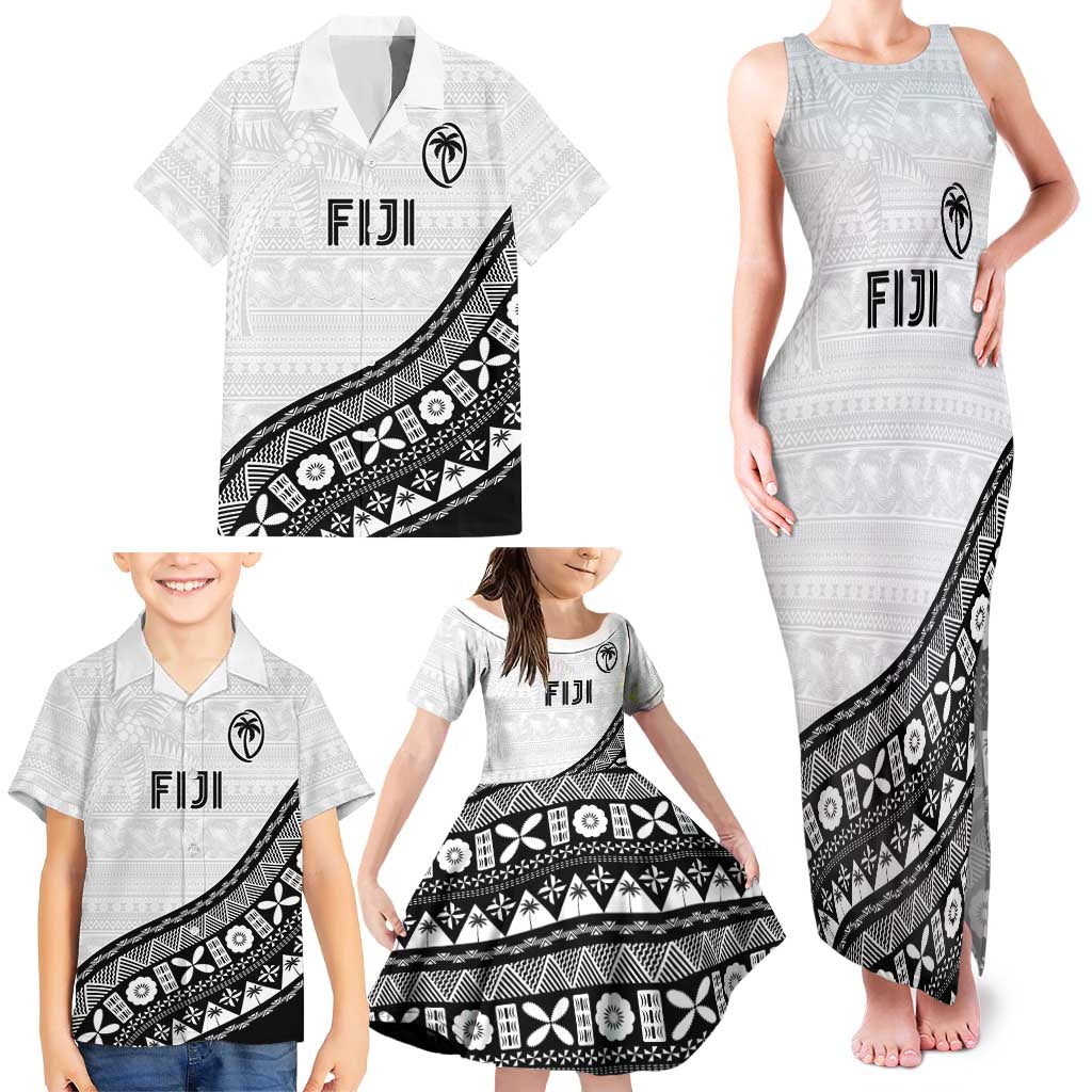 Custom Fijian Rugby Family Matching Tank Maxi Dress and Hawaiian Shirt Tapa Pattern and Palm Tree Tribal LT03 - Polynesian Pride