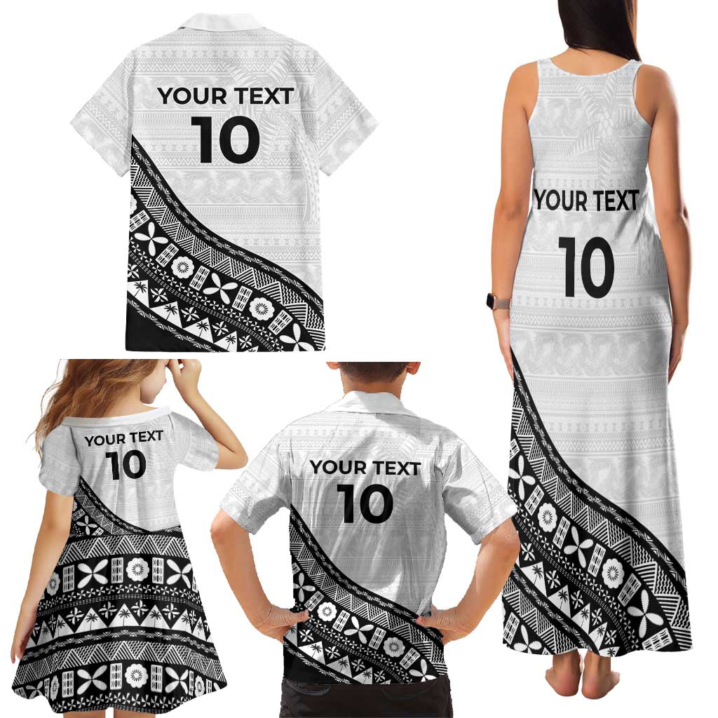 Custom Fijian Rugby Family Matching Tank Maxi Dress and Hawaiian Shirt Tapa Pattern and Palm Tree Tribal LT03 - Polynesian Pride