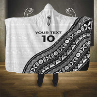 Custom Fijian Rugby Hooded Blanket Tapa Pattern and Palm Tree Tribal