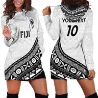 Custom Fijian Rugby Hoodie Dress Tapa Pattern and Palm Tree Tribal