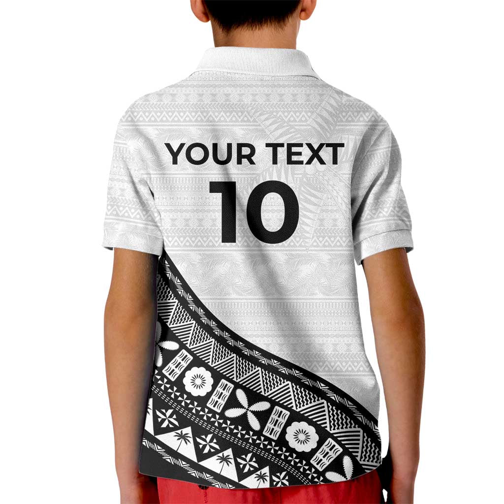 Custom Fijian Rugby Kid Polo Shirt Tapa Pattern and Palm Tree Tribal