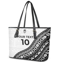 Custom Fijian Rugby Leather Tote Bag Tapa Pattern and Palm Tree Tribal LT03 - Polynesian Pride