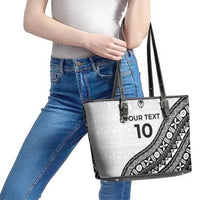 Custom Fijian Rugby Leather Tote Bag Tapa Pattern and Palm Tree Tribal LT03 - Polynesian Pride