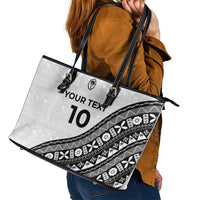 Custom Fijian Rugby Leather Tote Bag Tapa Pattern and Palm Tree Tribal LT03 - Polynesian Pride