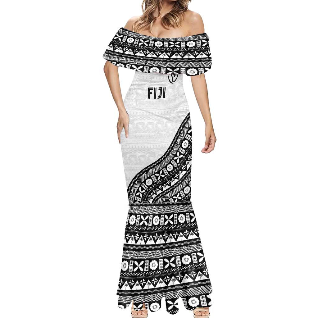 Custom Fijian Rugby Mermaid Dress Tapa Pattern and Palm Tree Tribal LT03 - Polynesian Pride