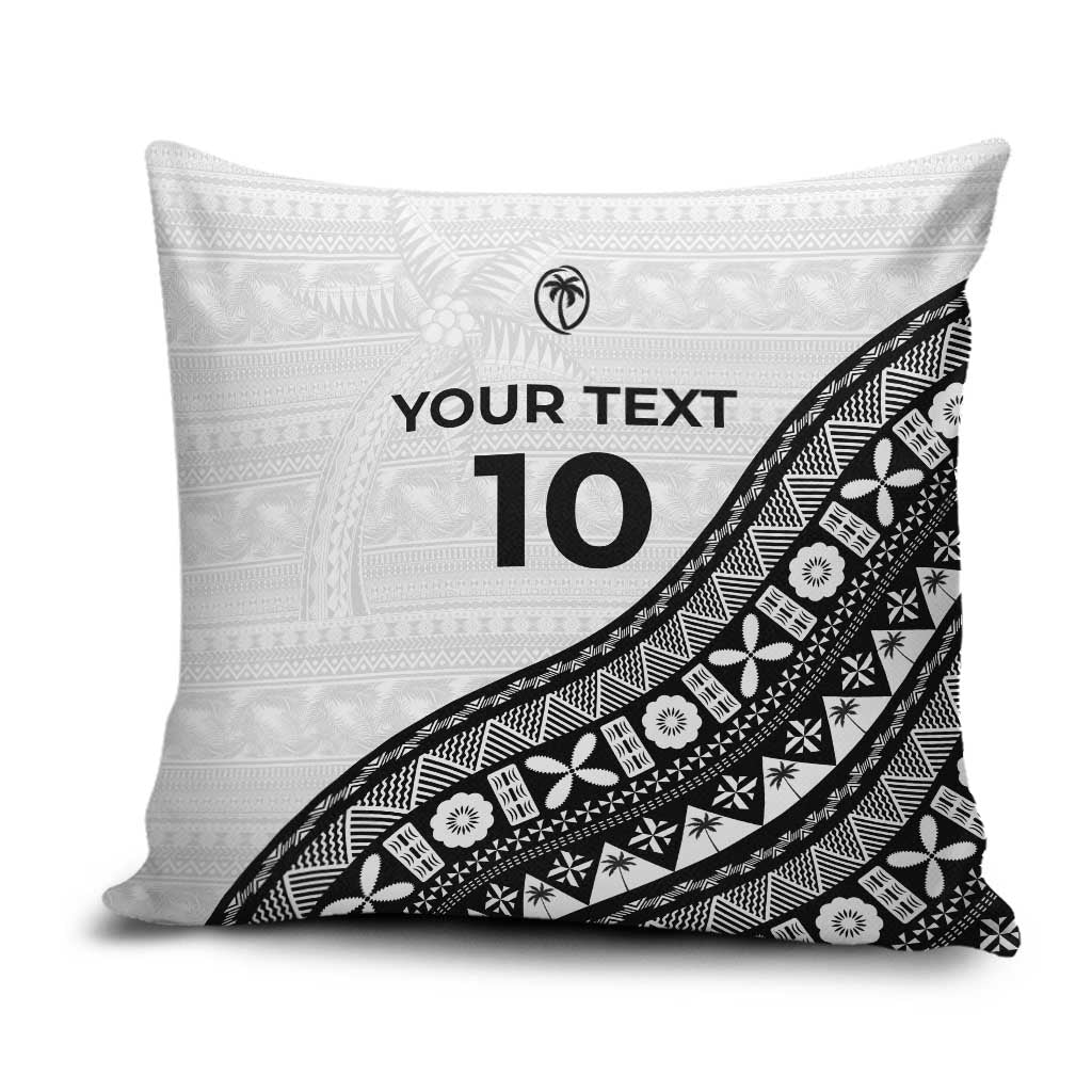 Custom Fijian Rugby Pillow Cover Tapa Pattern and Palm Tree Tribal