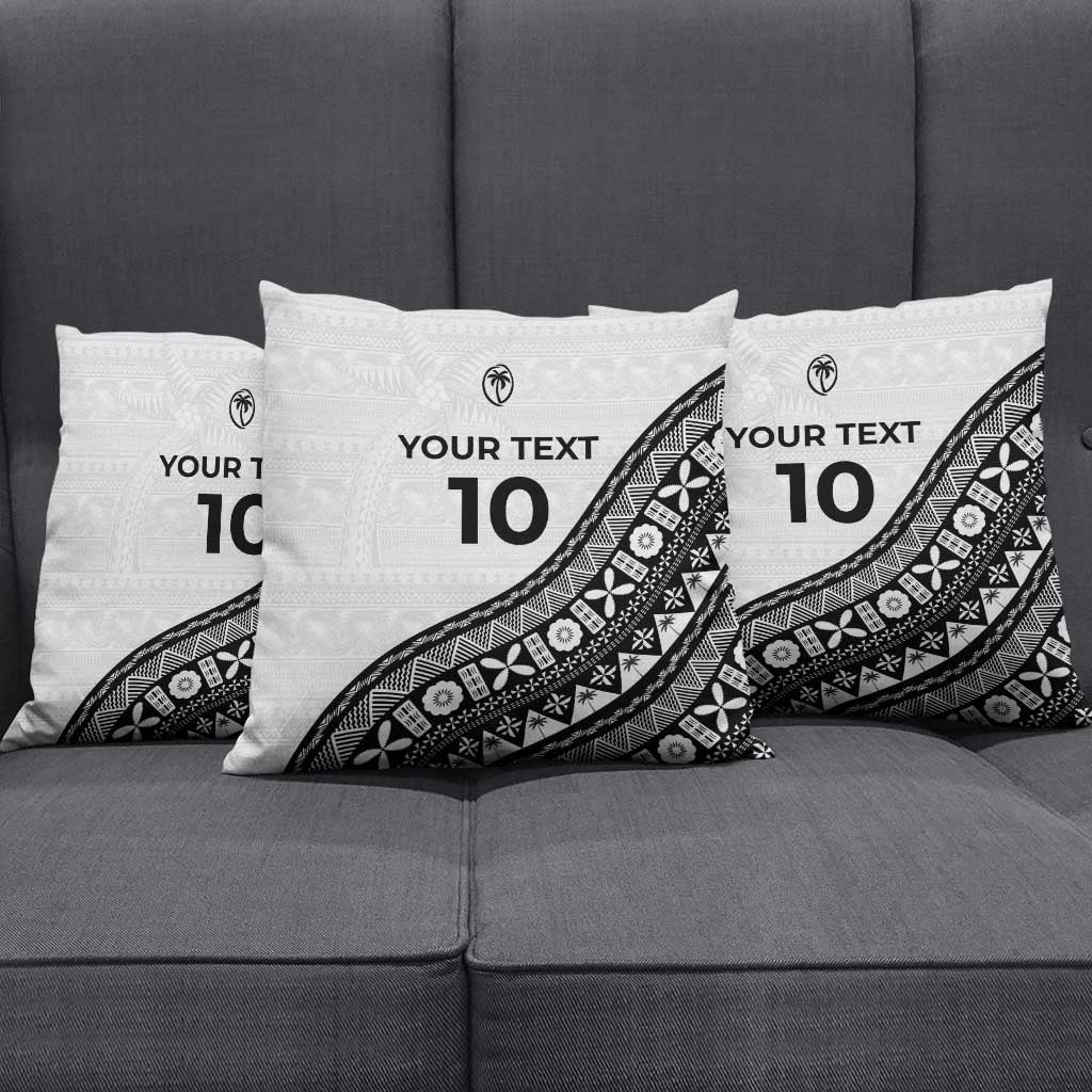 Custom Fijian Rugby Pillow Cover Tapa Pattern and Palm Tree Tribal