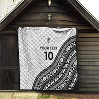 Custom Fijian Rugby Quilt Tapa Pattern and Palm Tree Tribal