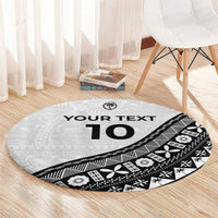 Custom Fijian Rugby Round Carpet Tapa Pattern and Palm Tree Tribal