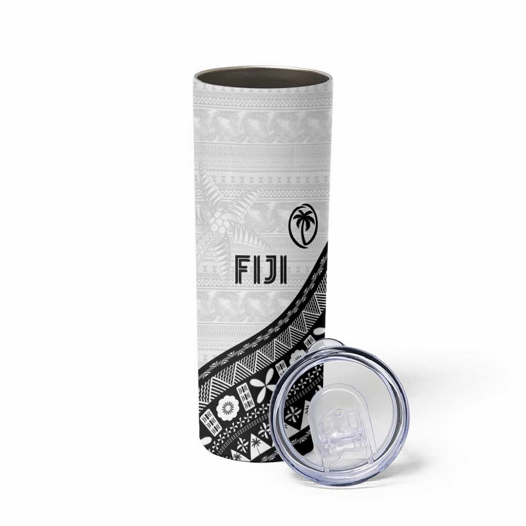 Custom Fijian Rugby Skinny Tumbler Tapa Pattern and Palm Tree Tribal