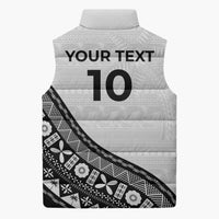 Custom Fijian Rugby Sleeveless Puffer Jacket Tapa Pattern and Palm Tree Tribal