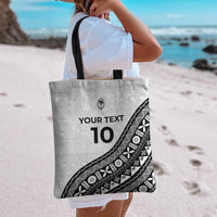 Custom Fijian Rugby Tote Bag Tapa Pattern and Palm Tree Tribal