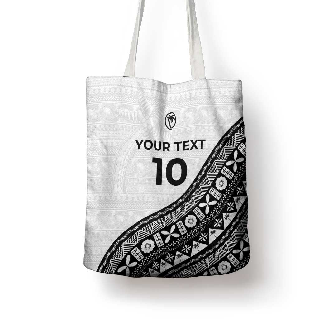 Custom Fijian Rugby Tote Bag Tapa Pattern and Palm Tree Tribal