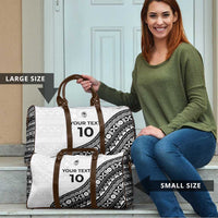 Custom Fijian Rugby Travel Bag Tapa Pattern and Palm Tree Tribal