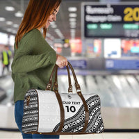 Custom Fijian Rugby Travel Bag Tapa Pattern and Palm Tree Tribal