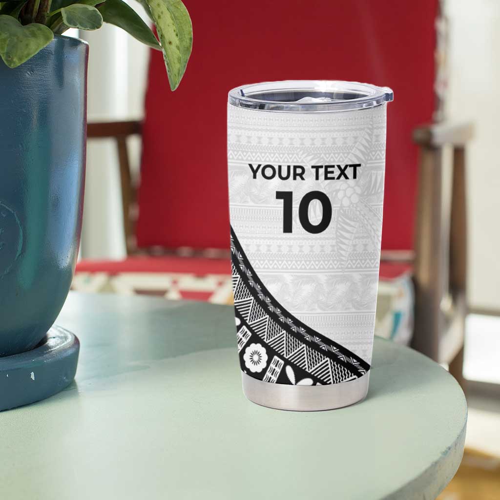 Custom Fijian Rugby Tumbler Cup Tapa Pattern and Palm Tree Tribal