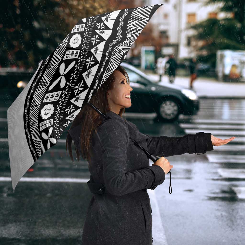Custom Fijian Rugby Umbrella Tapa Pattern and Palm Tree Tribal