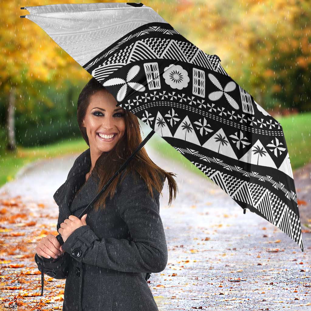 Custom Fijian Rugby Umbrella Tapa Pattern and Palm Tree Tribal