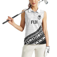 Custom Fijian Rugby Women Sleeveless Polo Shirt Tapa Pattern and Palm Tree Tribal