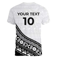 Custom Fijian Rugby Women V-Neck T-Shirt Tapa Pattern and Palm Tree Tribal LT03 - Polynesian Pride