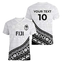 Custom Fijian Rugby Women V-Neck T-Shirt Tapa Pattern and Palm Tree Tribal LT03 - Polynesian Pride
