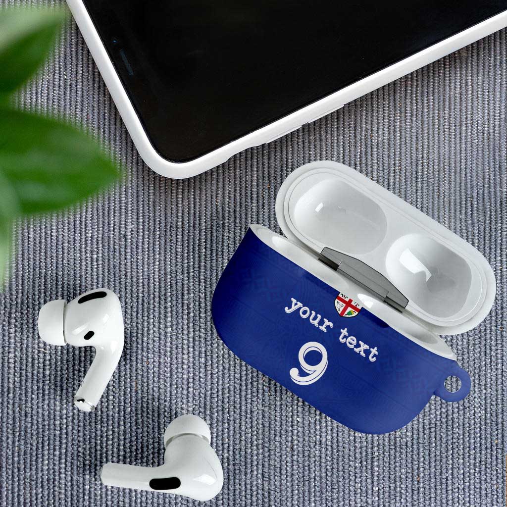 Custom Fijian Football AirPods Case Tapa Pattern and Shark Tribal
